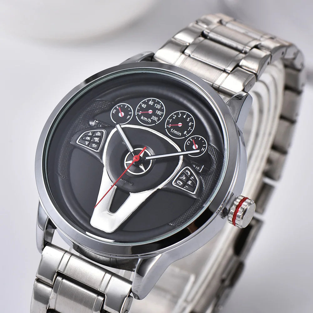 Timeluxia Racing Dial Stainless Steel Quartz Watch – 44mm