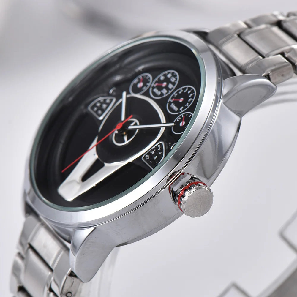 Timeluxia Racing Dial Stainless Steel Quartz Watch – 44mm
